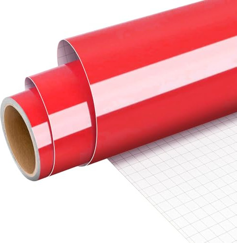 Prime Vinyl Permanent Vinyl, 12'X 6FT Red Vinyl Roll for Cricut, Red Permanent Vinyl for DIY Crafting, Home Decoration, Party Decoration.