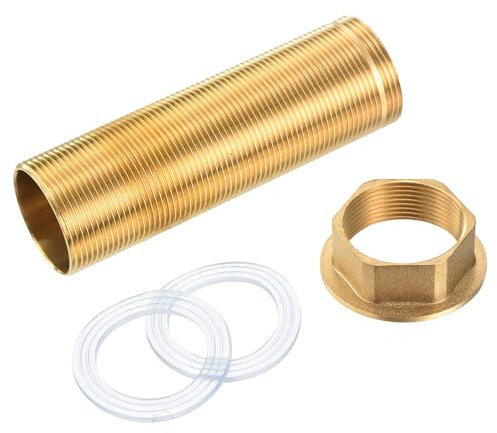 sourcing map 1 Pcs 3.94 Inch Faucet Extension Mounting Pipe with Washers, Locking Nut, Faucet Fittings Kit, Yellow