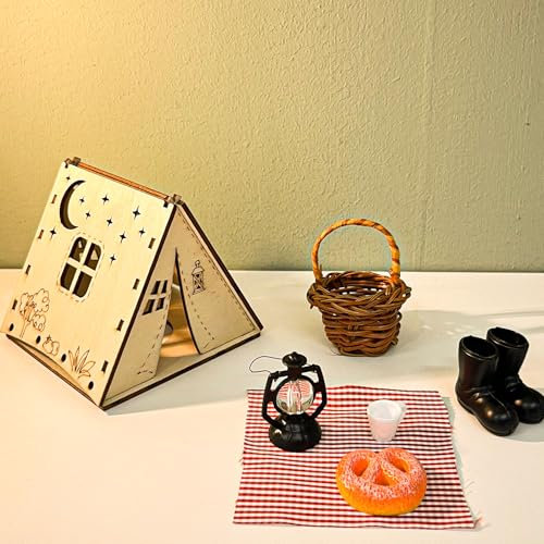 Qeioauek Weihnachtswichtel Set,Wichtelhaus,Wichteltür Zubehör,Wichtel DIY-Dekoration Für Weihnachten,mit Holz Zelt, Stiefel, Licht,und Andere Zubehör
