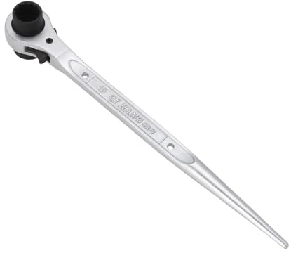 The Lord of the Tools 19mm x 22mm Ratchet Wrench Chrome Vanadium Steel 12-Point Dual-Head Scaffold Spanner with Tapered End for Construction Garage DIY Projects