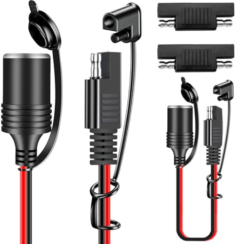 DAOKAI SAE Zigarettenanzünder Ladekabel,12V SAE Schnellspanner-Adapter auf Buchse Zigarettenanzünder Wasserdichter 16AWG Verlängerungsladekabel 30cm-2pcs