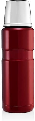 AMK® Thermos Stainless Steel King Flask 470ml Red Vacuum Insulated Keeps Warm Or Cold Suitable for Tea Coffee Iced Teas & More