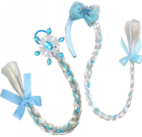 Mädchen Perücken Haarteil, Haarreif Prinzessin Zopf, Prinzessin Perücke Zopf, Haarband Zopf Geflochten, Langhaar Perücke Zöpfe für Mädchen, für Kindergeburtstagsparty Geschenke und Cosplay (2PCS)