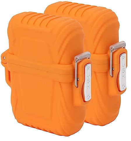 Feuerzeugetui, Survival-Feuerzeug 2-teilig mit wasserdichter Schutzhülle aus Kunststoff und Zinklegierung - Robustes Gasfeuerzeug austauschbarem Gaseinsatz, perfekt geeignet als Hülle Outdoor-C