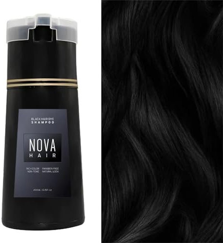 Hair Dye Shampoo, Hair Instant Dye Shampoo, 3 in 1Natural Ingredients Hair Color Shampoo, Long Lasting Hair Color Shampoo for Women & Men (Black)