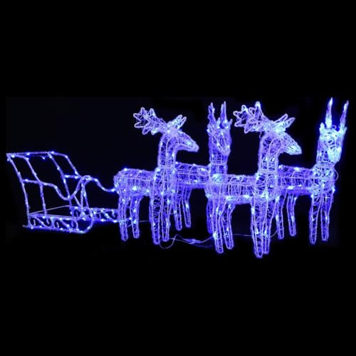 Rentiere & Schlitten Weihnachtsdeko 280x28x55cm Acryl