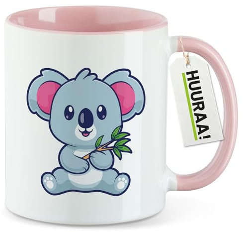 Huuraa Tazza da Ufficio Koala Tazza con Motivo Regalo Rosa 330ml Koala Souvenir