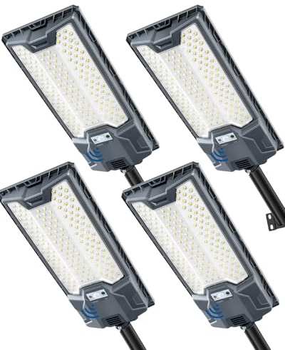 Sararoom Strassenlaternen Strahler Sicherheitsleuchte Wandleuchte | 600W Straßenlampe | Wegeleuchte| Solarlampen für außen mit Bewegungsmelde für Gärten Garage Straßen, 4 Stück