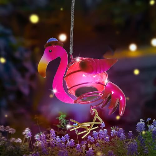 FUFRE Solar Biene Lichterkette Hängend, Gartendeko Glühwürmchen Solarleuchten für Außen, Wasserdichte Gartenleuchten Solar Deko Garten, LED Biene Solarlampen für Außen für Terrasse, Balkon (Flamingo)