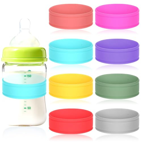 8Pcs Silicone Baby Bottle Labels, Waterproof Reusable Bottle Labels for Daycare, Label for Baby Bottles Name Bands Anti-Slip for Write Name/Date