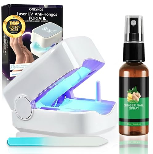 ONLYNDS® Dispositivo PREMIUM Limpieza Laser para ELIMINAR Hongos Uñas Pies + ACEITE Esencial + Lima | Dispositivo CERTIFICADO Láser Hongos Uñas 460nm Luz Azul | Altamente Efectiva para Hongos