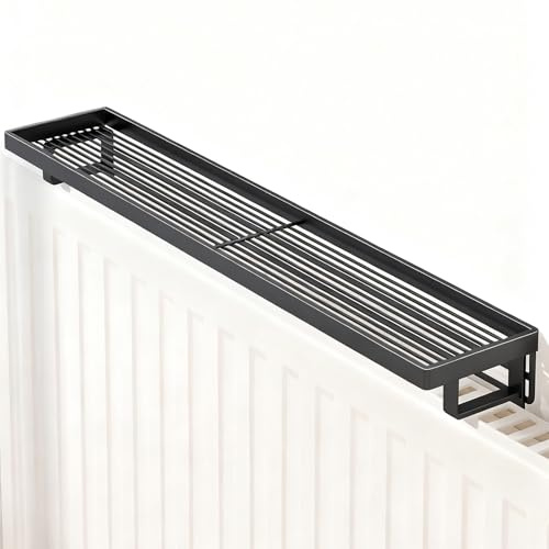 JCSRYD Heizkörperverkleidung Aus Metall, Stilvolle Heizung Ablage, Rauchfrei, Stark Belastbar, Ohne Bohren, für Zuhause, Zimmer, Büro(Black,40 * 12cm/16 * 5in)