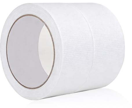ASOFTY 2 Rollen Gaffer Tape, 50mm x 20m Bunt Panzertape, Klebeband mit Starker Klebkraft, Gaffer-Band, Duct Tape, Gewebe-Klebeband für Reparaturen Industrielle (Weiß)