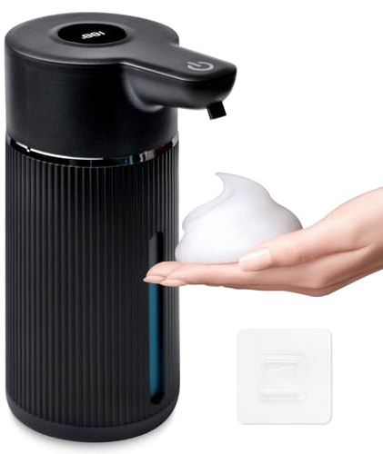 Seifenspender Automatisch, Elektrischer Schaumseifenspender 420ML mit Sensor, No Touch für Wandmontage & Tisch, USB Wiederaufladbar, IPX6 Wasserdicht, 4-Stufig Einstellbar, Schwarz