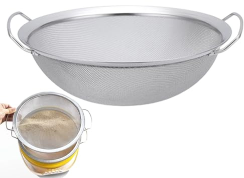 Fine Mesh Strainer | Stainless Steel Round Sifter | 60 Mesh Paint Bucket Filter Tool | Wire Sieve Sifter With Handle | Emulsion Honey Funnel Filter For Glaze, Resin, And Paint Projects