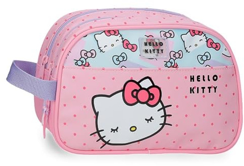 Sanrio Hello Kitty Bows Neceser DOS Compartimentos Adaptable Pink 26x16x11 cm PVC