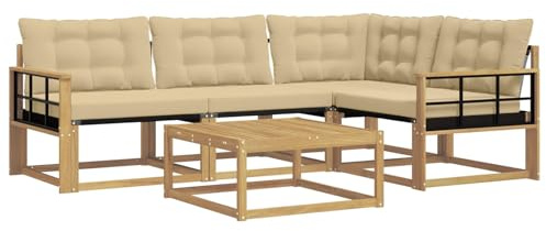 vidaXL Outdoor-Sofagarnitur 5 pcs Weiß und Beige 79 x 79 x 37 cm, Moderne Garten-Sofa-Garnitur, langlebige Möbel, schicker Akazienholz-Sitz, Bequeme Terrassen-Lounge