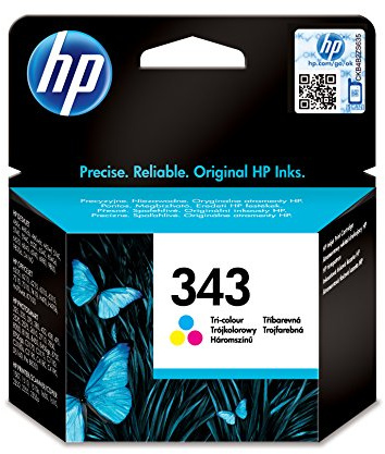 HP 343 tri-color Inkjet Print Cartridge gelb Tintenpatrone – Tintenpatronen (cyan, magenta, gelb, HP Photosmart 8450, 8150, 2710, 2610, 375, 325, HP Officejet 7410, 7310 & 6210, HP PSC 2350, HP Desk, Standard, Tintenstrahldrucker, 20 – 80%, 0 – 40 °C)