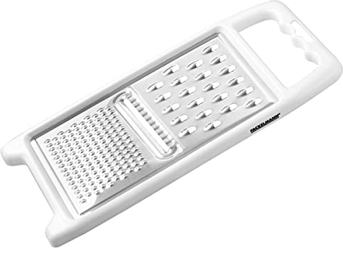 Fackelmann 45391 Râpe Rectangulaire Universelle de Cuisine - Plate en Acier Inoxydable et Plastique, Blanc, 25,8 x 11,5 x 1,2 cm