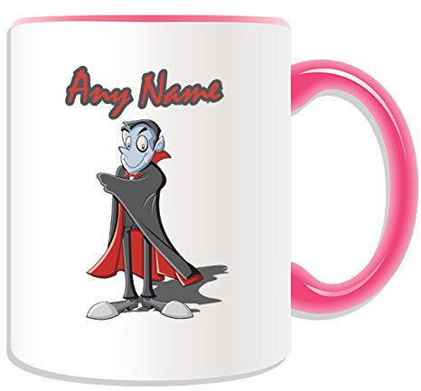 UNIGIFT Personalised Gift - Vampire Dracula Mug (Scary Design Theme, Colour Options) - Any Name/Message on Your Unique Mug