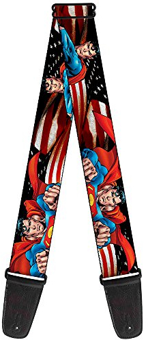 buckle-down Gitarrengurt 34-60 Superman Poses/American Flag