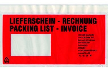 Dokumententasche Lieferschein- Rechnung DL mF sk rt 250 St./Pack.