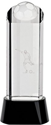 CRISTALICA Glas Pokal Trophäe für Vitrine Goalgetter Transparent H 18 cm Gravur Geeignet