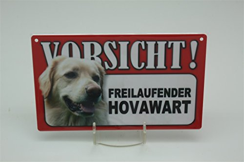 HOVAWART - Tierwarnschild - VORSICHT Tier Warnschild 20x12 cm Hund Hunde Schild 25