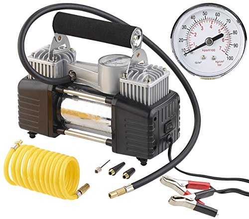 Lescars Mini compresseur 12 V / 10 bar avec manomètre – 55L/mn