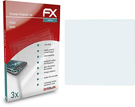 atFoliX Schutzfolie kompatibel mit Fitbit Ionic Folie, ultraklare und flexible FX Displayschutzfolie (3X)