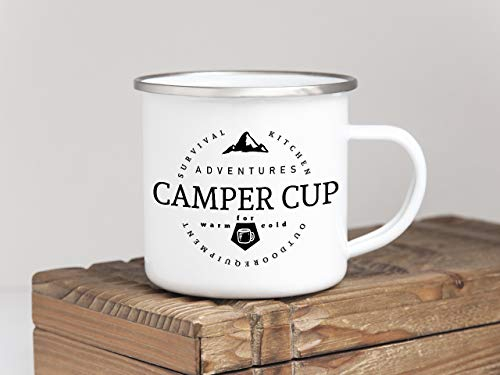 Interluxe EMAILLE Becher Retro Tasse Camper Cup Geschenk Camping Wohnwagen Vanlife Bully Mug