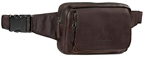 STILORD 'Boston' Vintage Sacoche Banane en Cuir Ceinture Réglable Poche Ventrale Sac Banane idéal Sport Voyages Quotidien Durable pour Homme Femme, Couleur:Marron - foncé pâle
