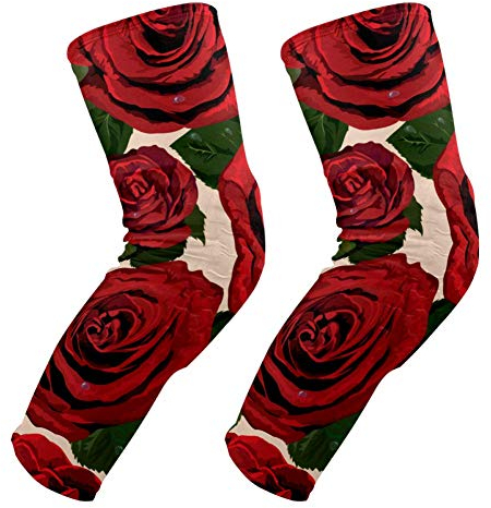 EZIOLY Knieschoner mit roten Rosen, Basketball, Volleyball, Wabenbein, Knieschoner, gepolstert, für Herren und Damen