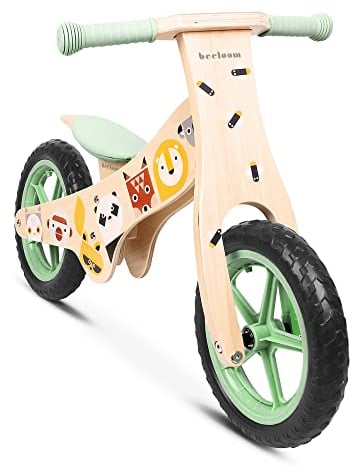 Beeloom - WILD Bike aus Holz, grüner Balance- und Lernroller, Unisex-Design mit verstellbarem Sattel, für Kinder ab 2 Jahren