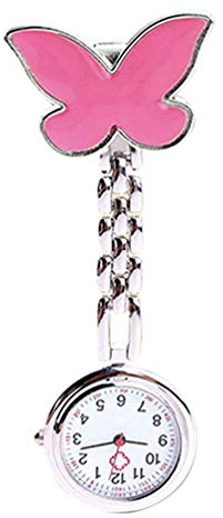 Ogquaton La mode des femmes papillon sourire Visage infirmière Clip-On Watch Broche Fob Montre de poche Rentable et de bonne qualité