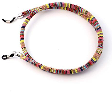 Inzopo - Cordino da collo per occhiali da vista e da sole, in cotone, pratico, stile etnico, Marrone, Etichettalia unica