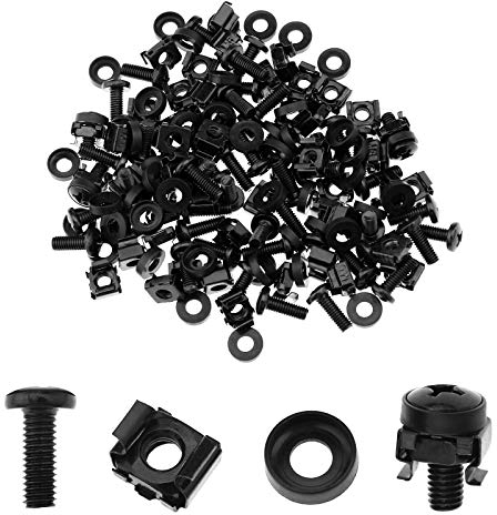 Create idea Juego de 50 tuercas de jaula M6 para tornillos y arandelas, para armarios de red, color negro