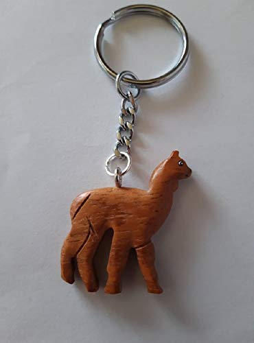 Storchenlädchen Schlüsselanhänger Alpaka, braun, 7,5 cm, Holzanhänger, Tier Lama