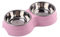 Double gamelle pour chien et chat Pecute - Antidérapante - En acier inoxydable de qualité supérieure - Avec base amovible en silicone - Convient pour la nourriture pour chien, les collation(rose)