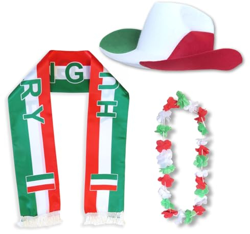 Sonia Originelli Fanset Fanartikel Fanhut Blumenkette Fanschal WM EM Farbe: Ungarn