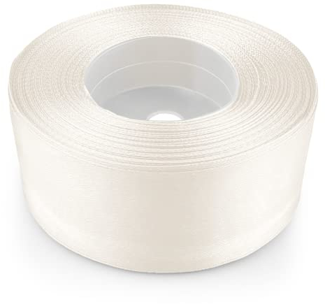 Netuno 1x Satinband Hellecru 38 mm x 32 m Schleifenband Geschenkband Dekoband Stoffband bunt Satinrolle farbig Bänder zum Basteln für Hochzeit Taufe Geburtstag Weihnachten Ostern Geschenk