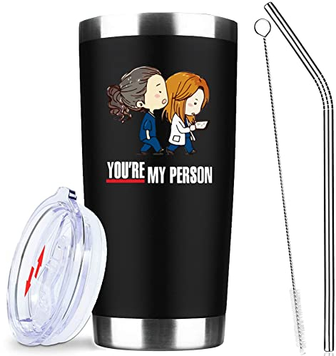 ATHAND Isolierte Becher mit Deckel und Strohhalm, doppelwandig, Edelstahl, für Kaffee, Wein, Grau, Anatomie, Merch, Tasse, heiße und eisgekühlte Getränke, Geburtstagsgeschenke, 590 ml