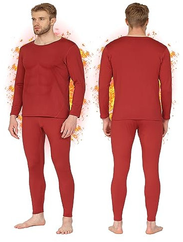 HEROBIKER Herren Thermo-Unterwäsche Set Skiing Winter Warm Base Layers Tight Long Johns Top & Bottom Set mit Fleece gefüttert Schwarz