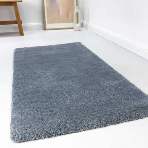 Wecon Home Kuschelig weicher Esprit Hochflor Teppich, bestens geeignet fürs Wohnzimmer, Schlafzimmer und Kinderzimmer RELAXX (200 x 290 cm, blau grau)