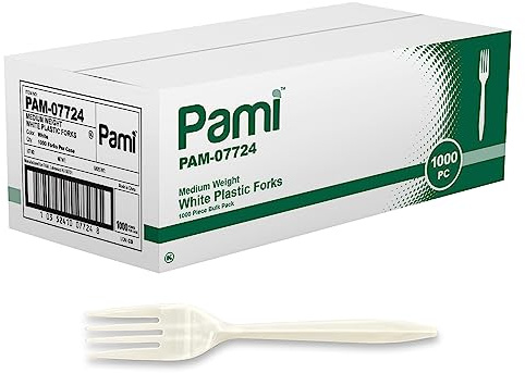 PAMI Medium Weight Disposable Plastic Knives,White,Bulk Pack,1000 Count