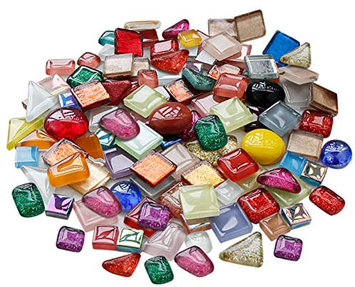 Carreaux de mosaïque de couleur mélangée 200g, petits carreaux de mosaïque en verre transparent pour la décoration de la maison de cuisine de salle de bain d'artisanat (irrégulier)
