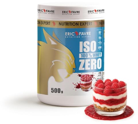 ISO WHEY ZERO 100% Pure Protéine - Pure Whey Protéine Isolate Savoureuse Pour Prise de Masse Musculaire - Assimilable Rapidement - 500g - Saveur Framboisier - Eric Favre