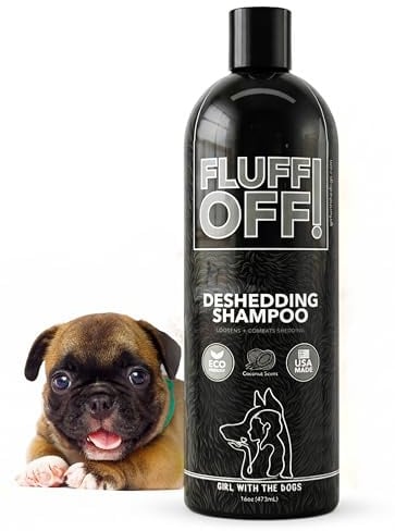 Fluff Off! by Girl With The Dogs, Natural Deshedding Dog & Cat Shampoo, 16 Oz, Made in USA, 8 Wks+