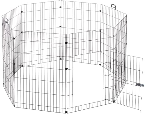 Ferplast Rabbit Pen FREERUN LARGE, Rabbits, Guinea Pig, Small Animals, Pet Playpen, Metal Fence, Pet Enclosure with Handles and Door, Diameter 140 x 91,5 cm, in Rustproof Steel