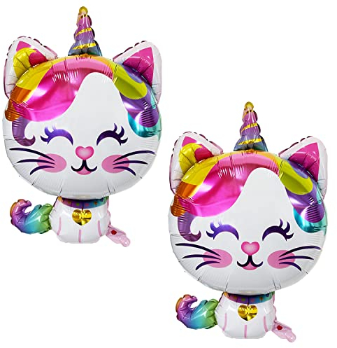 Regenbogen Katze rosa Geburtstag Luftballons Folienballon Party Dekoration 2 Stück